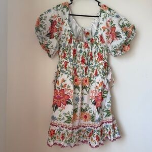 NWT Farm Rio Floral Mini Dress Off White Floral Size L